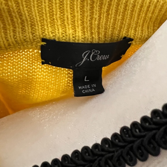 Women's J. Crew Yellow Ruffle Bell Sleeve Crew Neck Pullover Sweater EUC Size S - Picture 10 of 10